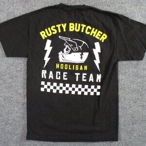 Rusty Butcher Shirt Adult Medium Black Short Sleeve Hooligan Racing Cars Mens